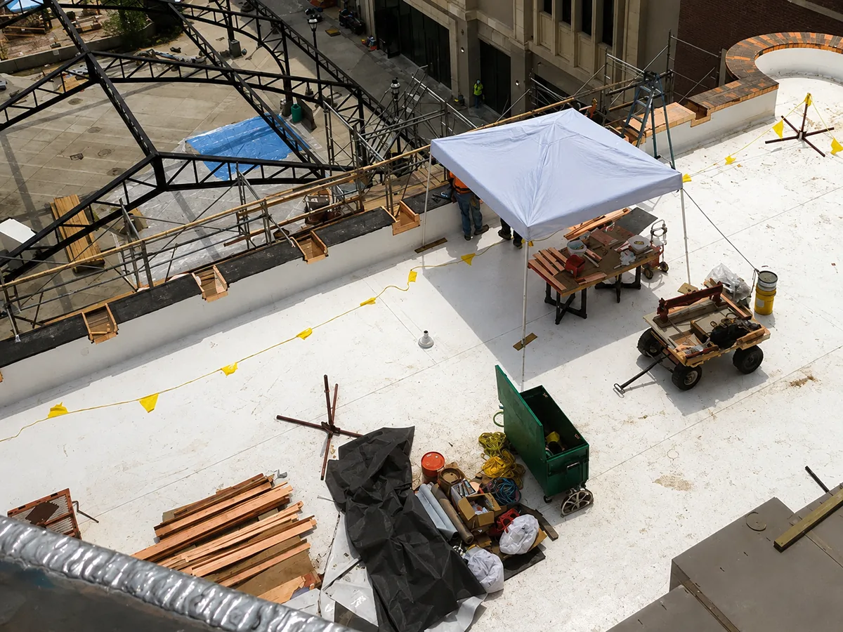MGM Springfield overhead view MGM Springfield - White Membrane on Roof
