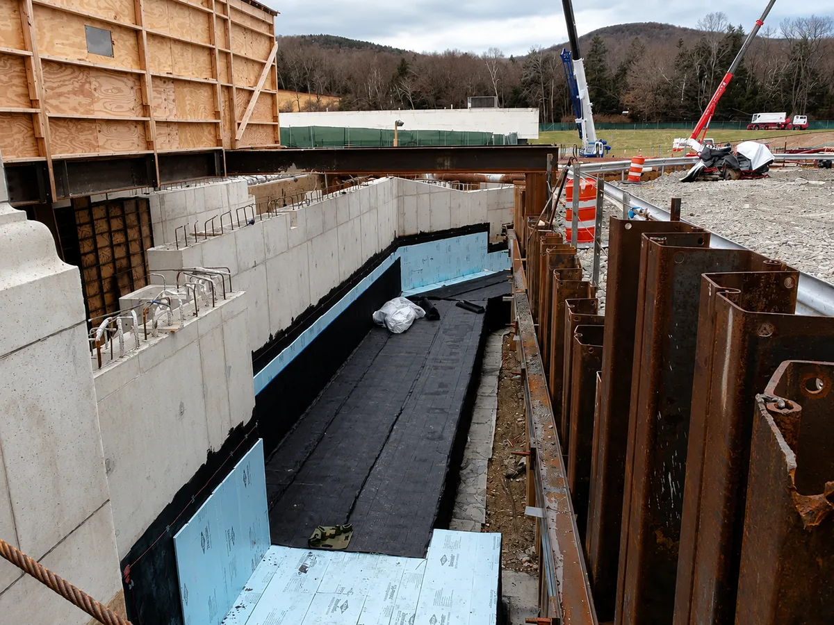 The Clark Institute slab to wall waterproofing Continuous foundation slap and wall waterproofing